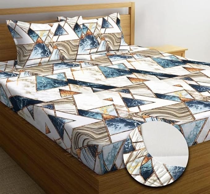 Premium & Beautiful Glace Cotton Bed Sheet  90x100 Inches (White)
