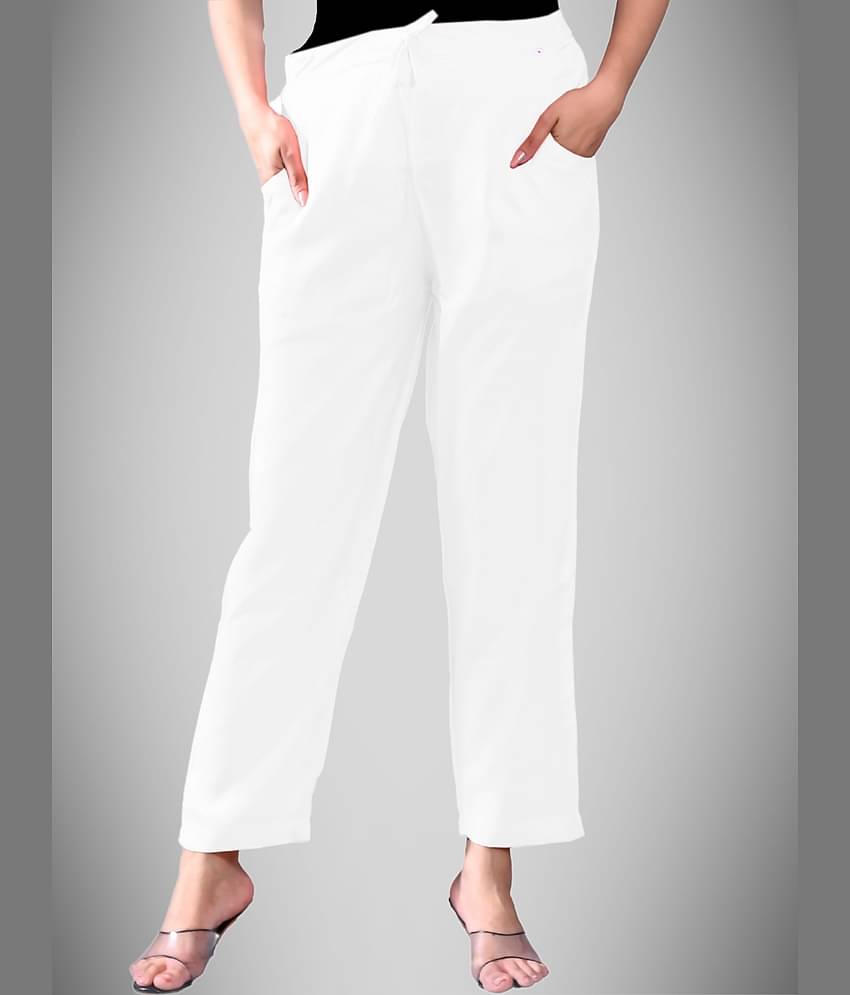 QuaClo - White Rayon Regular Women's Casual Pants ( Pack of 1 )