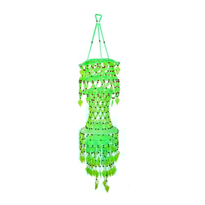 Rekha Handicrafts House Handmade Jhoomer Ceiling Hanging with Green plate and Red Moti