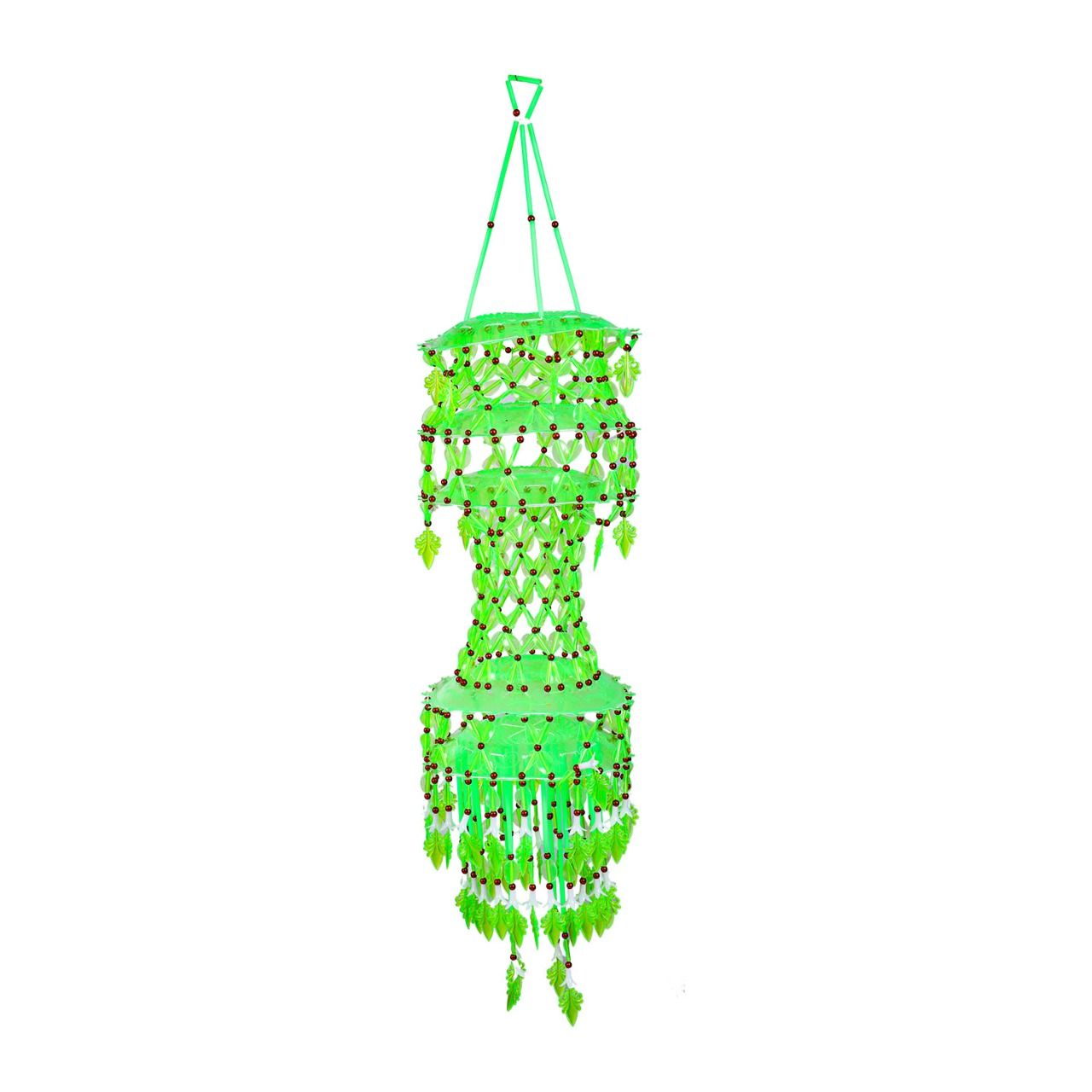 Rekha Handicrafts House Handmade Jhoomer Ceiling Hanging with Green plate and Red Moti