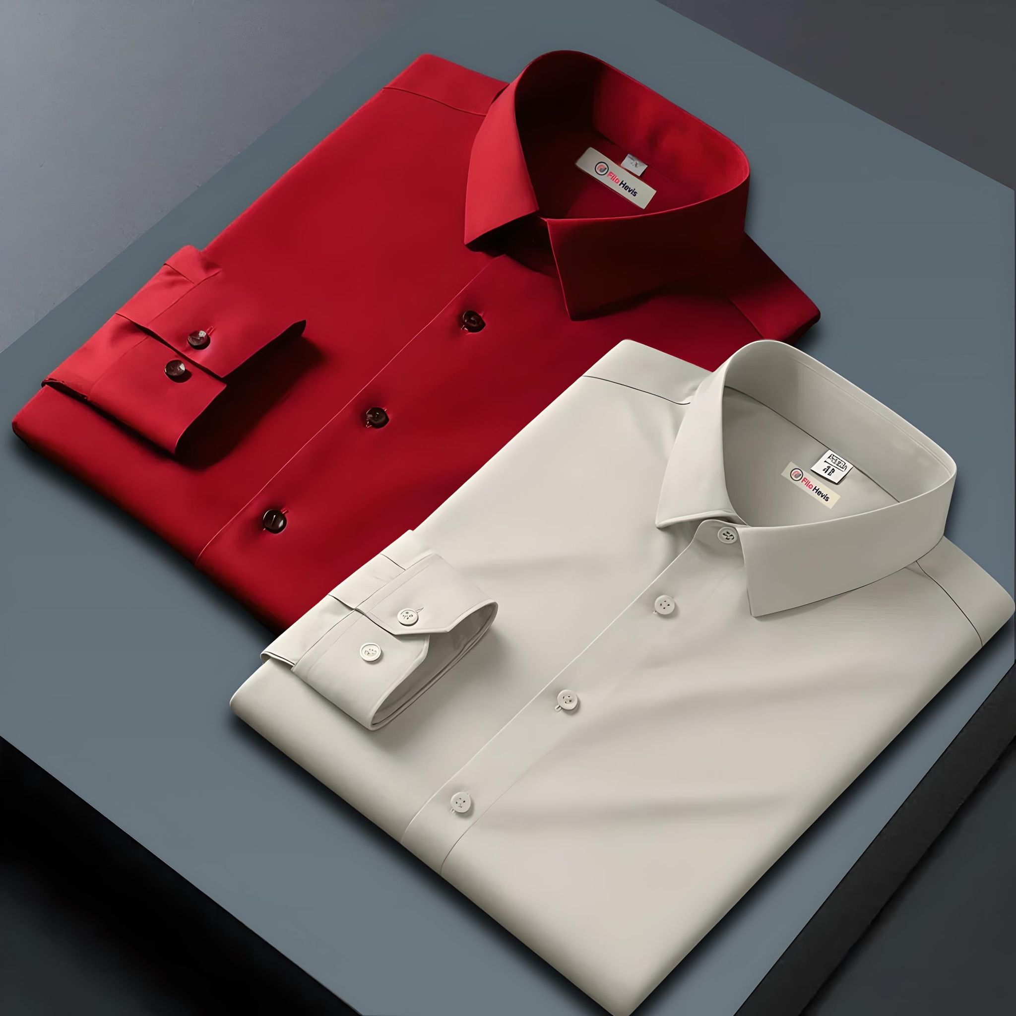 Combo of 2 Formal shirts Red & Cream Colour-S