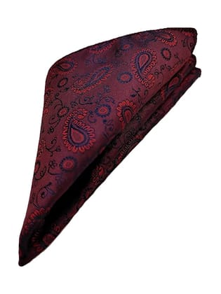 VOICI France Men's Pocket Square Satin Microfiber Silver Grey Color Free Size -  Maroon & Red