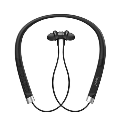 Pebble Urbane Bluetooth Wireless Neckband Earphone with deep bass Stereo Sound and inbuilt mic with Magnetic Earbuds and Soft Silicon Band (Black)