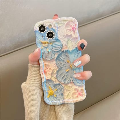 Blue Purple Laser Floral Flowers Holographic iPhone Soft Silicone Case-iPhone 13 / Purple