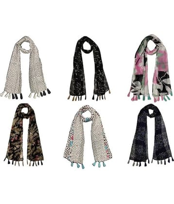 stolevilla Multi Printed Poly Cotton Yarn Stoles ( Pack of 6 )