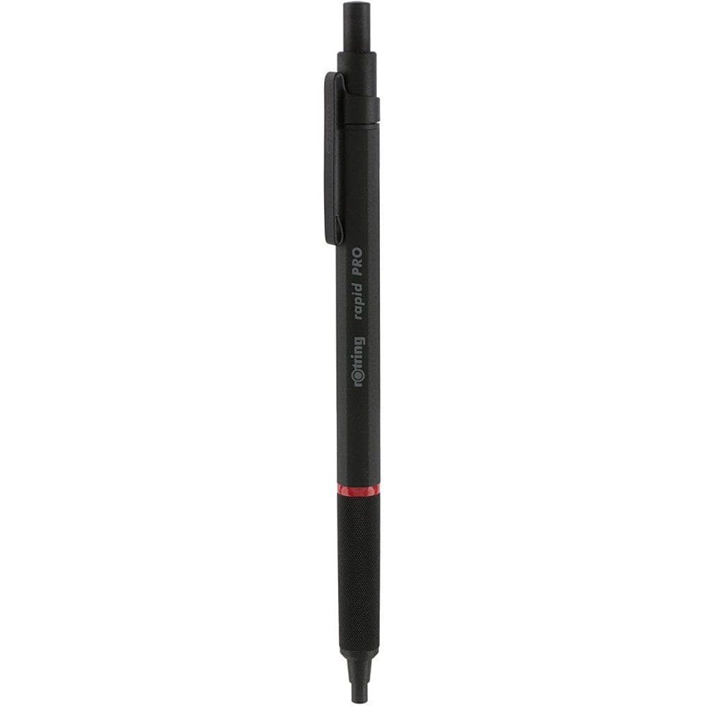 Rotring Rapid Pro Black Retractable Ball Point Pen,Metal Body,Hexagonal Barrel,Push-Button Cap,Non-Slip Metal Knurled Grip.