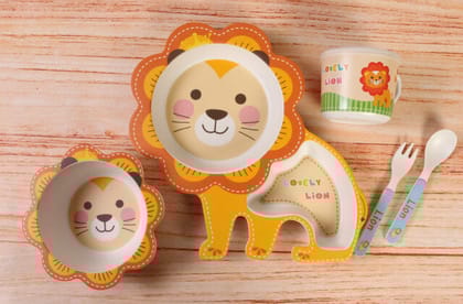 Lion Bamboo Fiber 5 Piece Feeding Set - 100% bamboo No Plastic-Lion