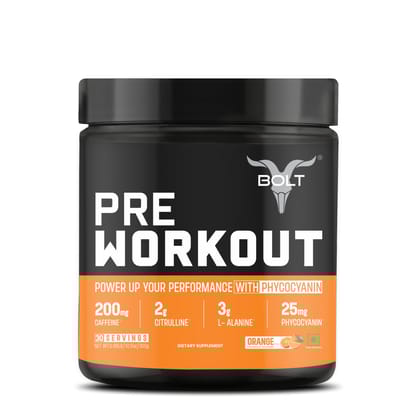 Bolt Pre-Workout Powder | For Energy, Focus, Power, Endurance & Performance-300g / Orange