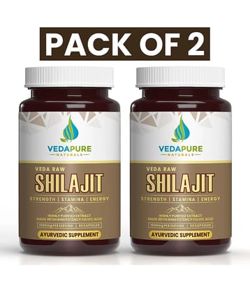 Vedapure Veda Raw Shilajit Capsule with shilajit Extract Helps in Stamina, Power,For Men & Women 1000mg - 60 Cap (Pack of 2)