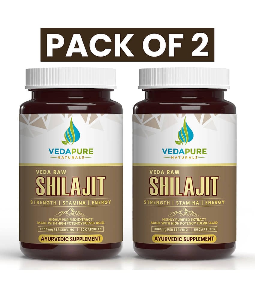 Vedapure Veda Raw Shilajit Capsule with shilajit Extract Helps in Stamina, Power,For Men & Women 1000mg - 60 Cap (Pack of 2)