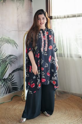 Kalki Black Printed Cord Set-L