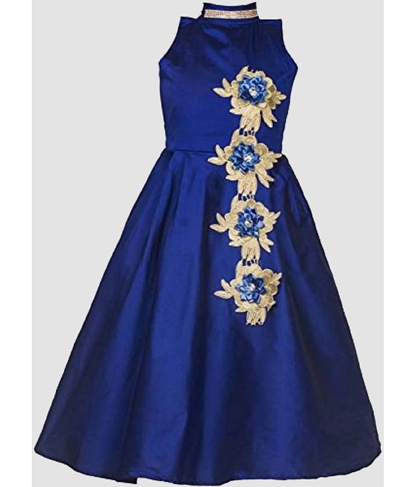 9stiches - Blue Cotton Baby Girl Frock ( Pack of 1 )