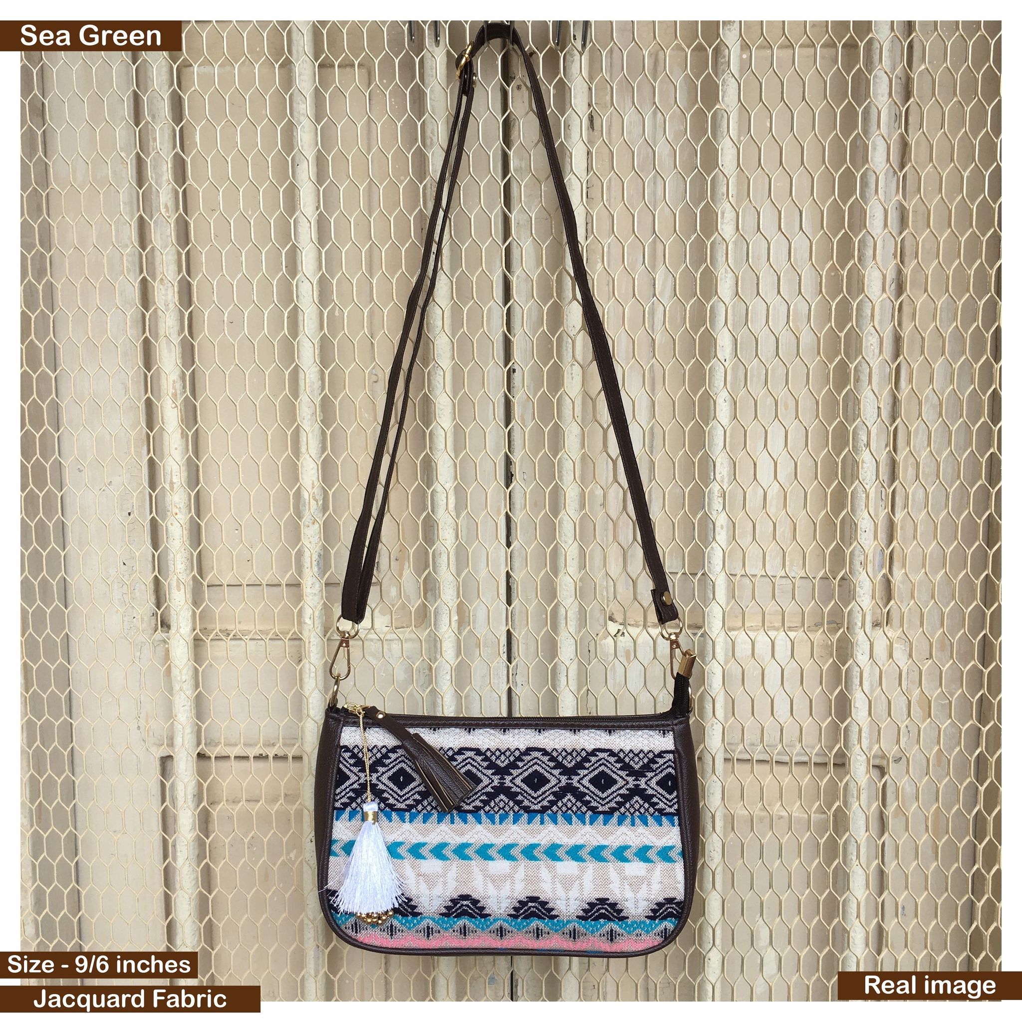 AMARA - Shoulder Bag Cum Sling - Sea Green African Print