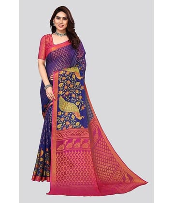 Bhuwal Fashion Brasso Printed Saree With Unstitched Blouse Piece ( Pink )
