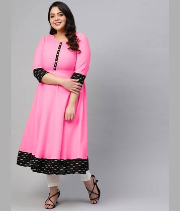 Estela - Pink Cotton Blend Women's Flared Kurti ( Pack of 1 )
