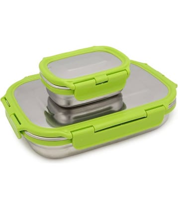 Dynore Multi color Lunch Box Stainless Steel Lunch Box 2 - Container ( Pack of 1 )