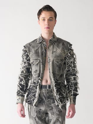 SEW ME UP GREYSCALE SLIM-FIT SHIRT-XS