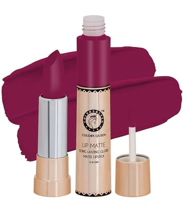 Colors Queen 2 in 1 Matte Finish Water Proof Lipstick Glam Pink (Shade - 21)