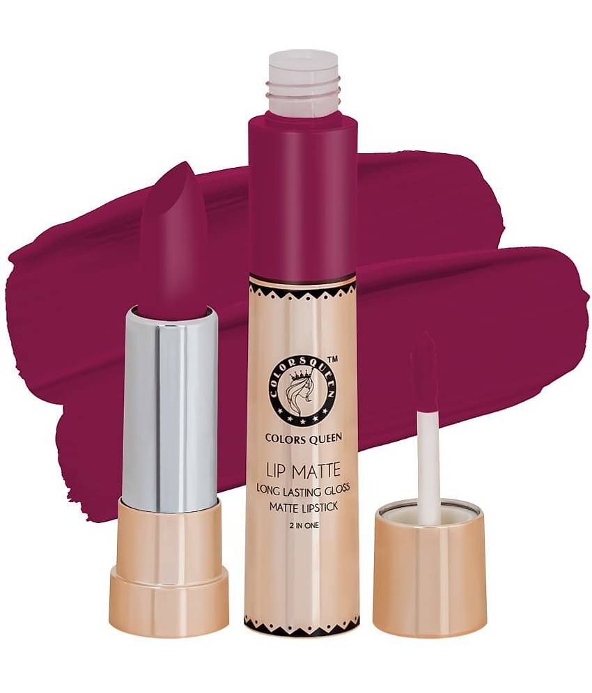 Colors Queen 2 in 1 Matte Finish Water Proof Lipstick Glam Pink (Shade - 21)