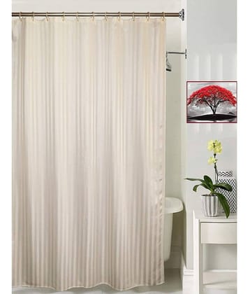 CASA FURNISHING Off White PVC Shower Curtain ( Single )