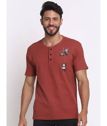 SelFusion Pack of 1 100% Cotton Regular Fit Men's T-Shirt ( Rust )