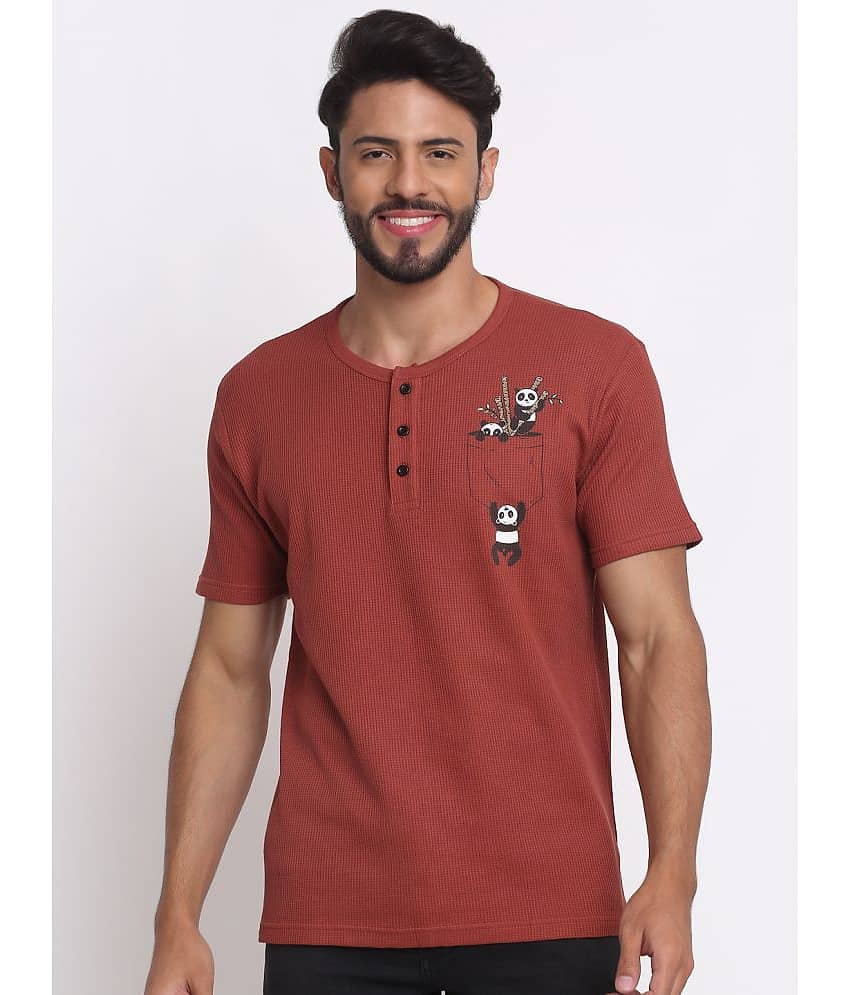 SelFusion Pack of 1 100% Cotton Regular Fit Men's T-Shirt ( Rust )