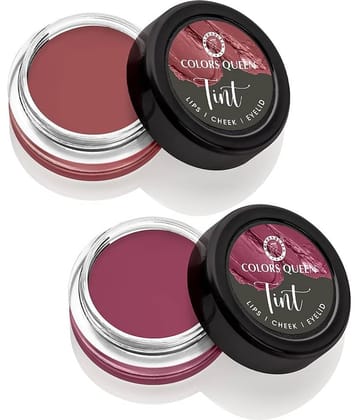 Colors Queen Tint for Cheeks and Lips Matte Lip and Eyelids 8g, (Combo of 2)