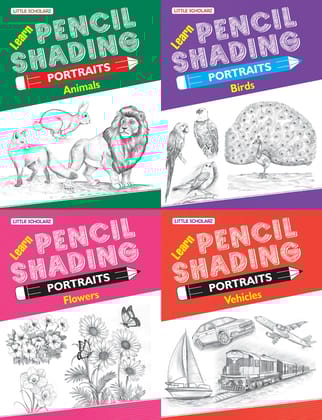 Learn Pencil Shading Portraits - ANIMALS, BIRDS, FLOWERS & VEHICLES [Paperback] [Sep 24, 2023] RPH Editorial Board