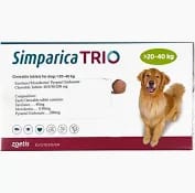 SIMPARICA TRIO 20-40 KGComprehensive Flea, Tick, Heartworm & Intestinal Worm Protection for Large Dogs