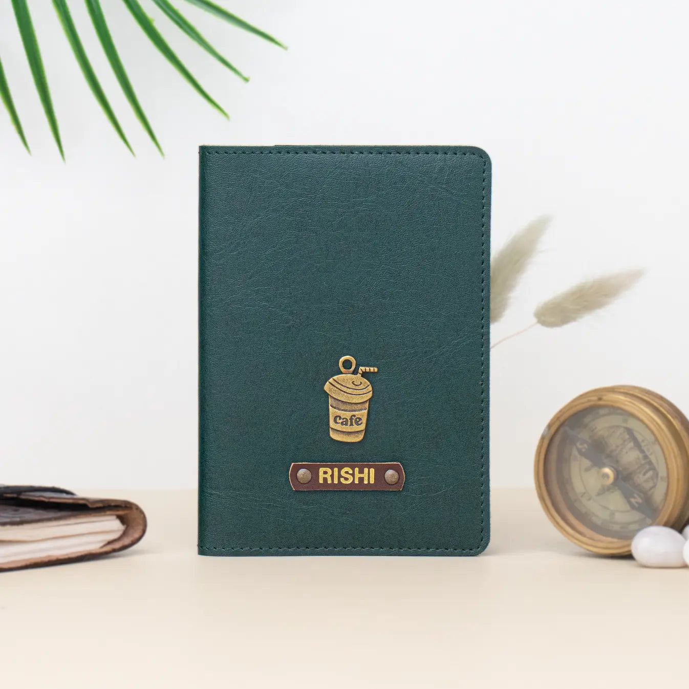 PERSONALISED PASSPORT COVER - GREEN-Green