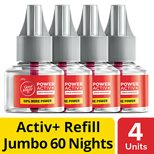 Good knight Power Activ+ Liquid Vapourizer, Mosquito Repellent Refill, 45 ml each Pack of 4