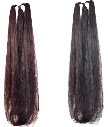 VSAKSH Women's Black & Brown Parandi/ Choti Hair Extension (Combo of Black & Brown Choti)