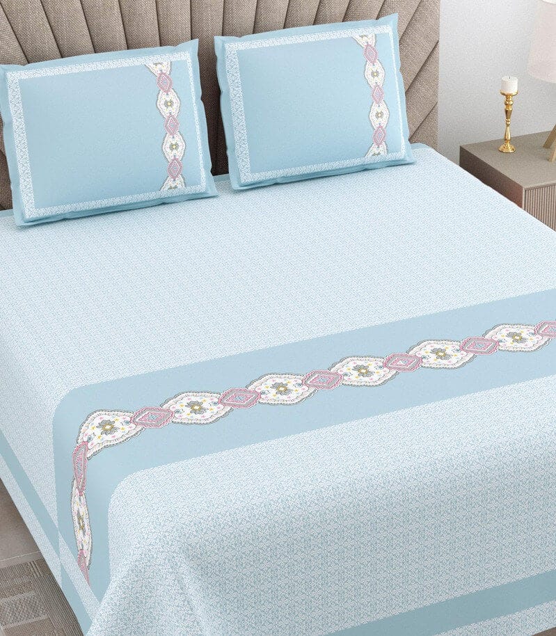 100% Pure Cotton Oasis Double Bedsheet With 2 Pillow Covers