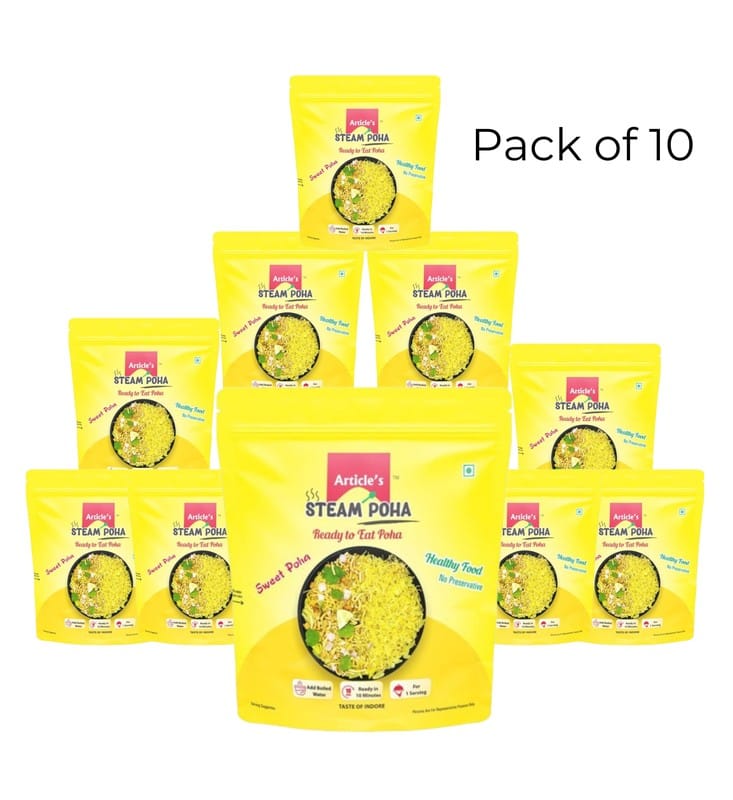 Article’s Instant Steam Poha Sweet Flavor with Sev & Spoon – Pack of 10