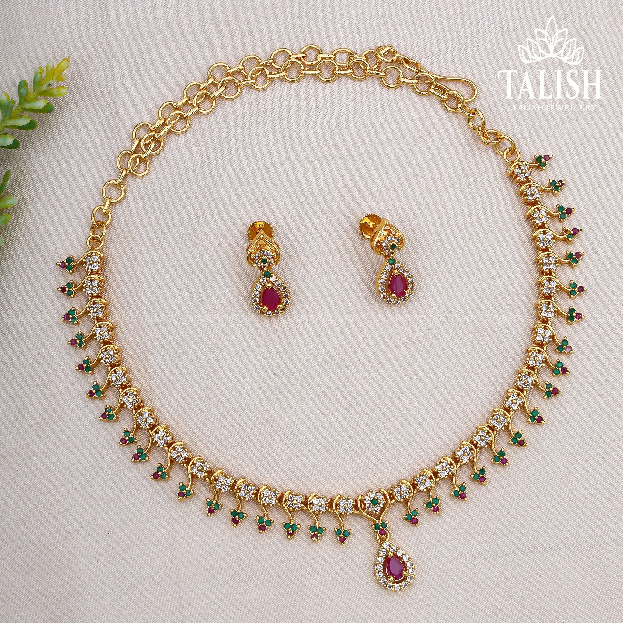 American Daimond Desginer Necklace Set With Earrings