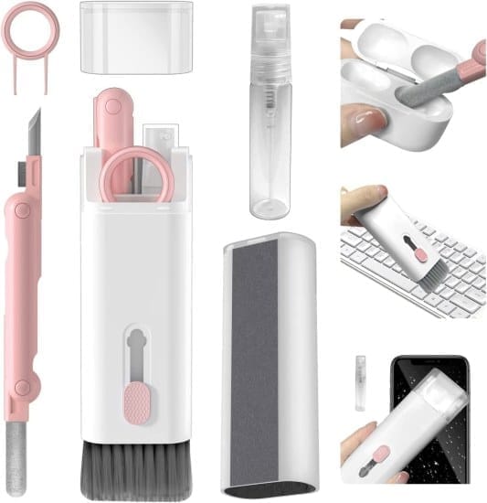 WUGO:: 7 in 1 Electronic Cleaner Kit for Keyboard, Monitor, Laptop, Mobile, AirPods & Camera | Multifunction Gadget Cleaning Kit with Brush, Spray Bottle, Key Puller & Cleaning Pen (Original Quality)