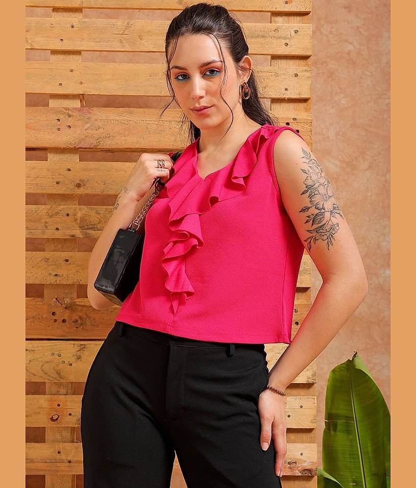 Freehand Women's Polyester Regular Top ( Pink )