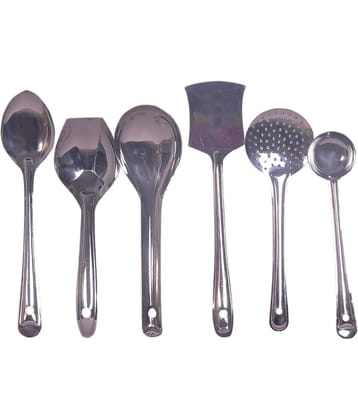 Dynore - Silver Stainless Steel Serving Spoon ( Pack of 6 )