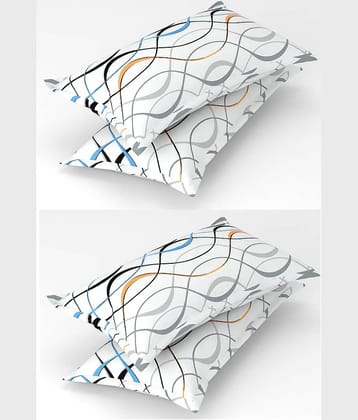 gharsaaz - Pack of 4 Poly Cotton Abstract Printed Standard Size Pillow Cover ( 68.58 cm(27) x 43.18 cm(17) ) - Multi-Colour