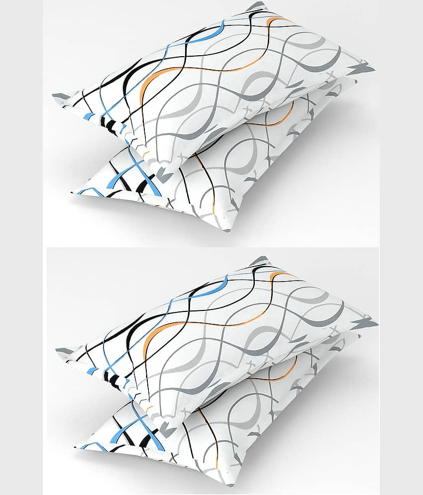 gharsaaz - Pack of 4 Poly Cotton Abstract Printed Standard Size Pillow Cover ( 68.58 cm(27) x 43.18 cm(17) ) - Multi-Colour