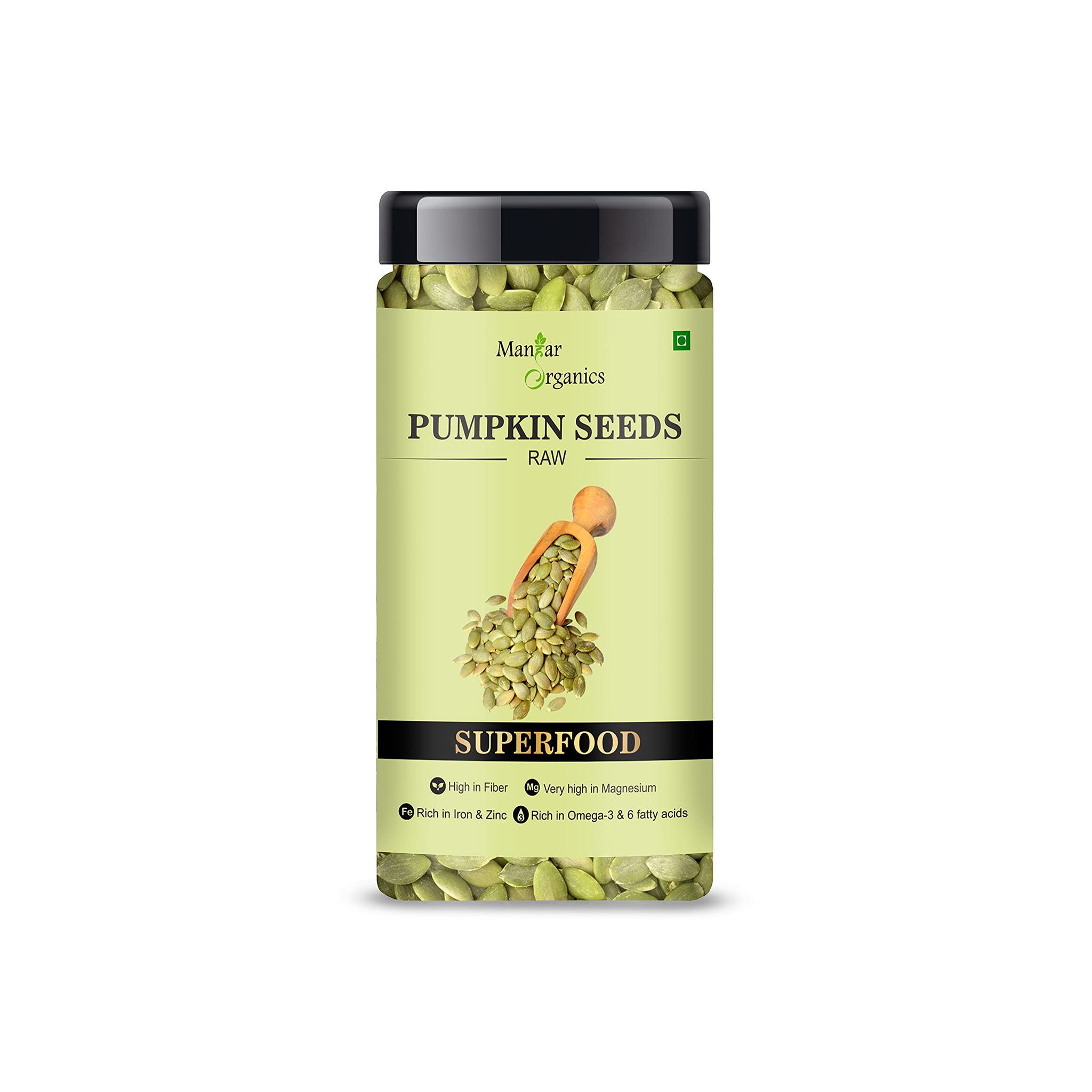 ManHar Organics Raw Pumpkin Seeds for eating 150gm jar - AAA Grade |Protein and Fiber Rich Superfood|