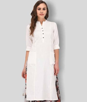 Pistaa - White Cotton Women's Straight Kurti ( Pack of 1 )