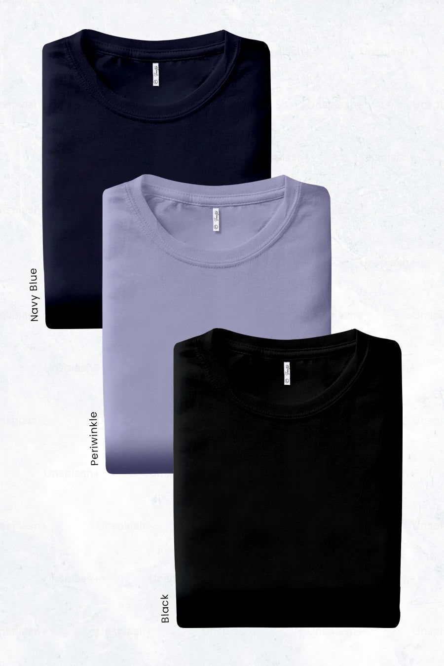 Pack 3 - Black, Periwinkle & Navy Blue - Classic Crew-S