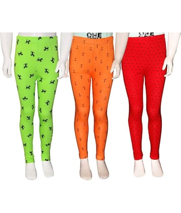 FnMe Pack of 3 Girls Cotton Leggings ( Blood Red )