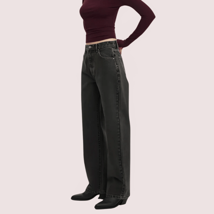 Women's Loose Straight Jeans in Smokey Black Denim