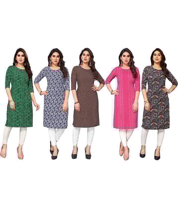 KETAKI FASHION Crepe Printed Straight Women's Kurti - Multicolor1 ( Pack of 5 )