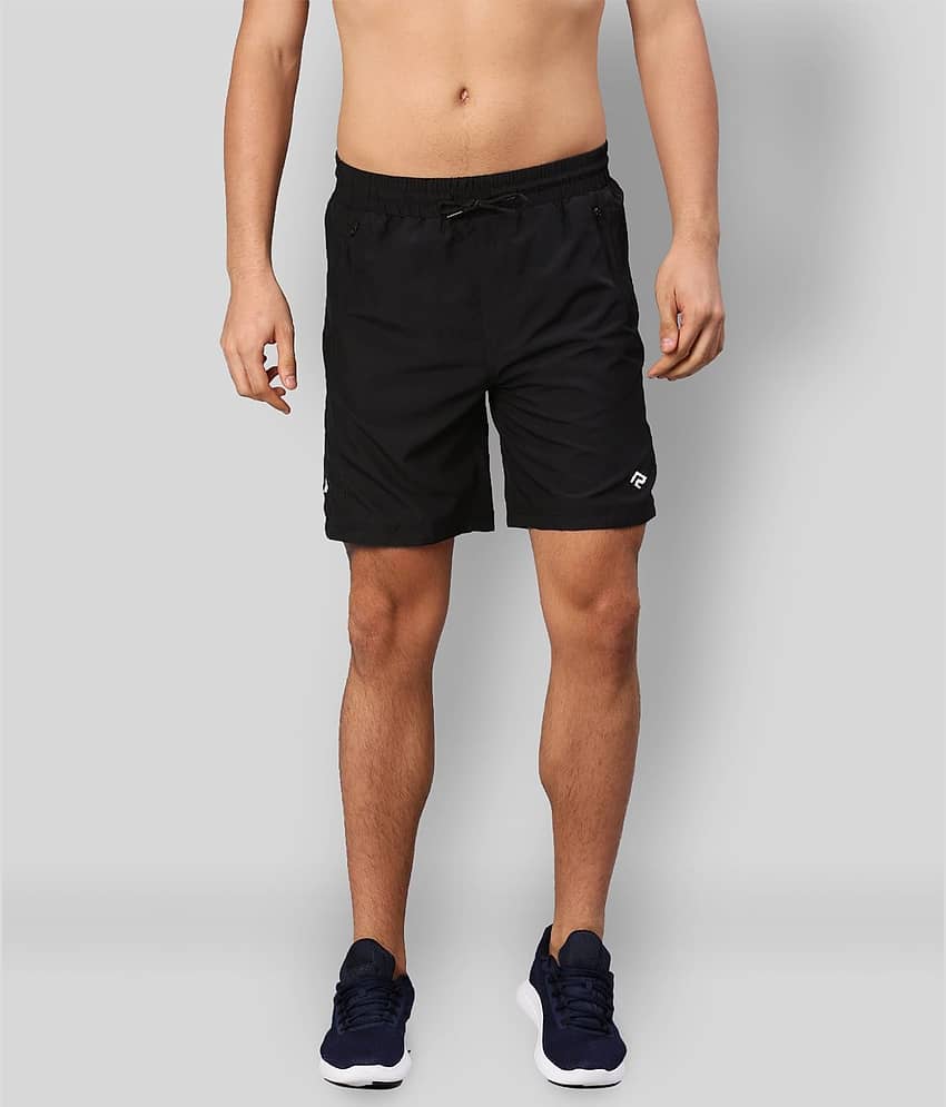 RANBOLT Black Polyester Lycra Running Shorts