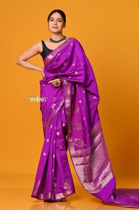 Param Sundari ~ Sheer Grace – Chiniya Silk Banarasi Saree in Purple