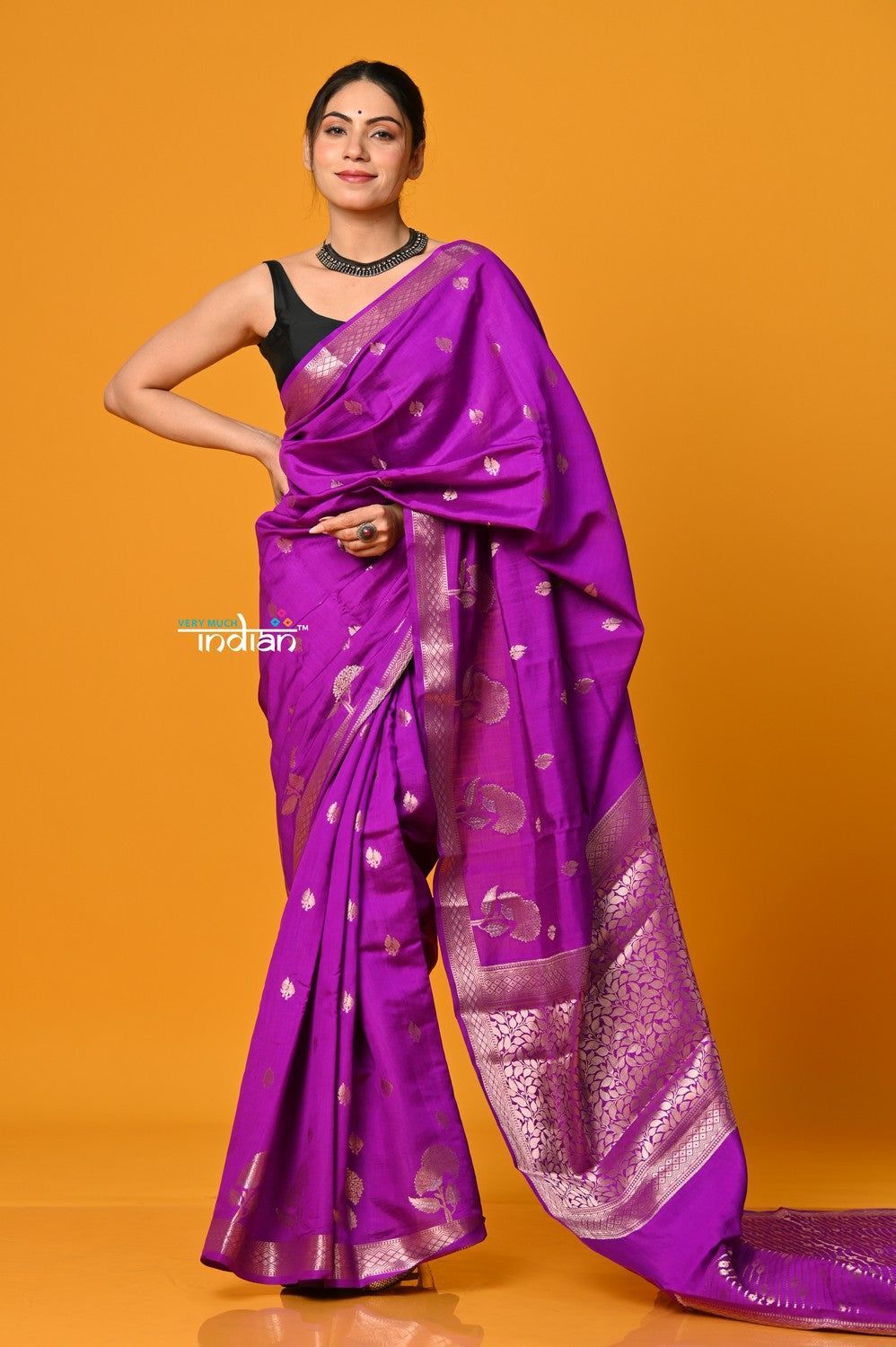 Param Sundari ~ Sheer Grace – Chiniya Silk Banarasi Saree in Purple