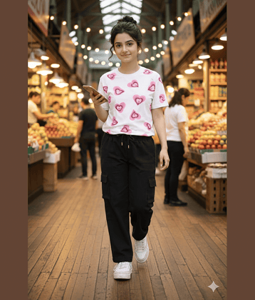TarrenT HunT Pack of 1 Girls Cotton Blend T-shirt & Pants ( Black )